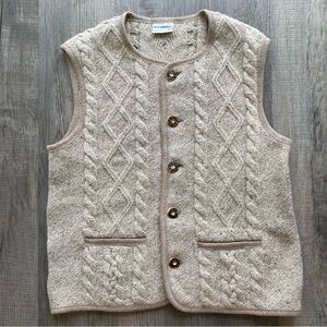 Vintage Austrian Speckled Wool Cable Knit tyrolean folklore Vest